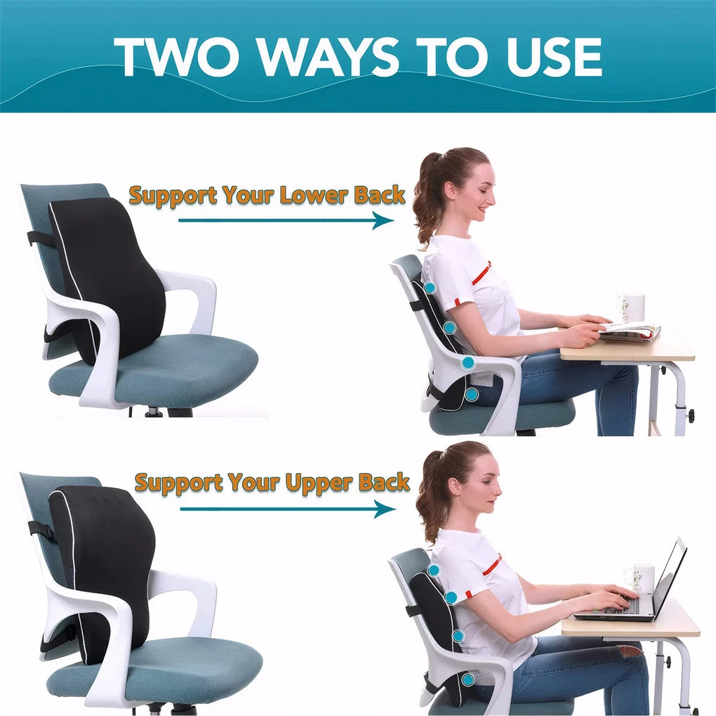 Office Chair Lumbar Support Pillow Memory Foam Relieve Back Pain Car Seat Waist Cushion Soft Comfortable For Office Home Car
