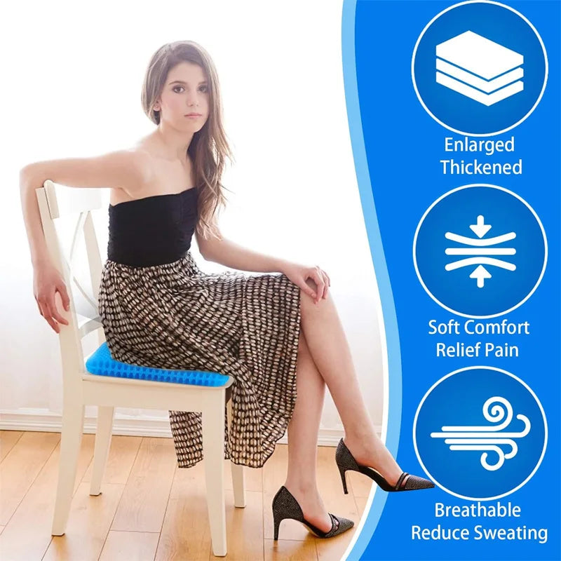 Universal Cooling Gel Car Seat Cushion - Breathable Honeycomb Pad with Ergonomic Support for Car, Office & Home Chairs