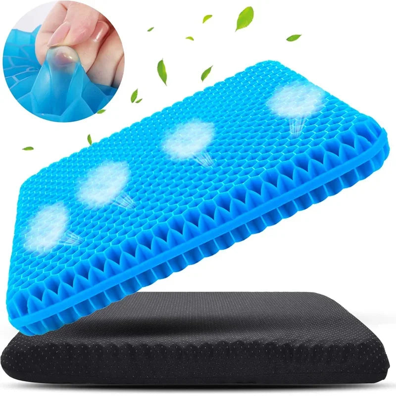 Universal Cooling Gel Car Seat Cushion - Breathable Honeycomb Pad with Ergonomic Support for Car, Office & Home Chairs