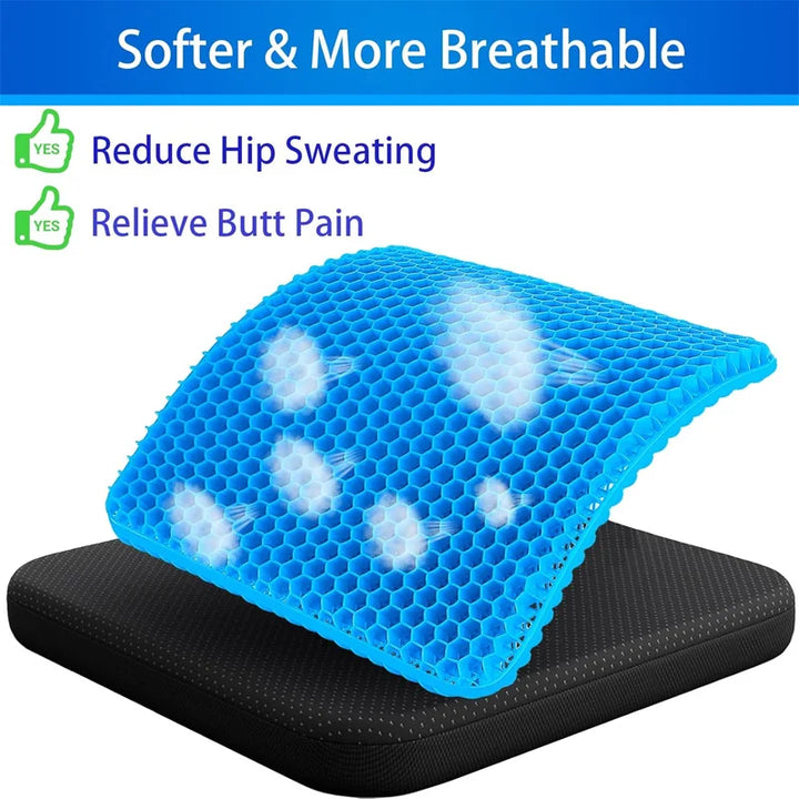 Universal Cooling Gel Car Seat Cushion - Breathable Honeycomb Pad with Ergonomic Support for Car, Office & Home Chairs